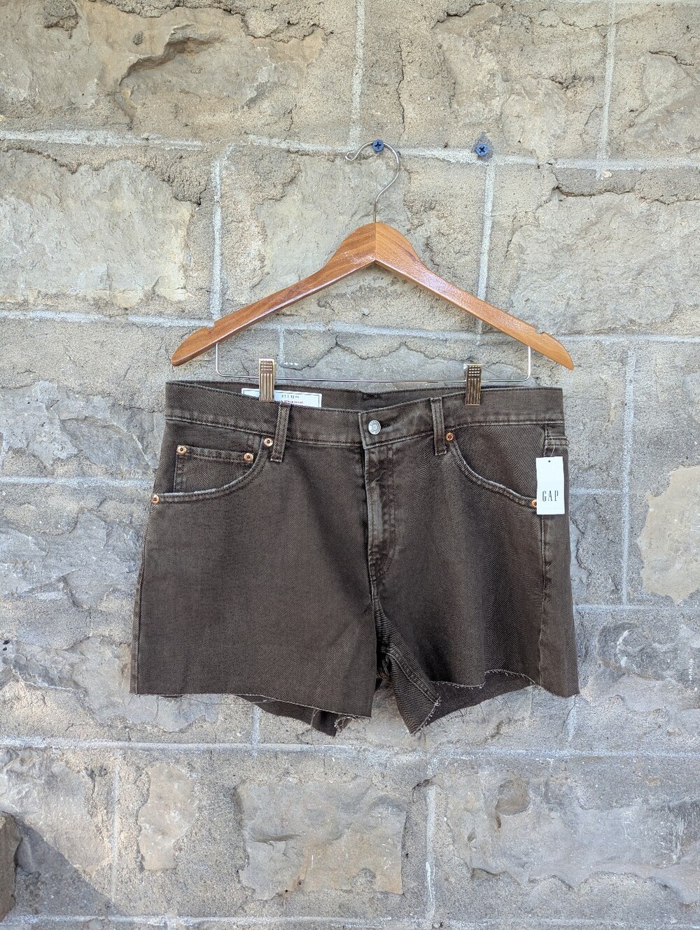 NWT GAP Women's Dark Brown Denim Cutoff Shorts